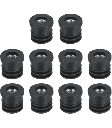 QUARKZMAN 10 stuks zwart inzetstukken voor ronde buizen met M8 schroefdraad, voor 19mm/0,75 buitendiameter, schroefdraadbussen van kunststof, voor wielmontage, stoelpoot-eindkappen, meubelpootpluggen