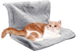 HOCHSTE Cat Radiator Bed Warm Fleece Beds Basket Cradle Cat Radiator Hammock Bed | Keeps Pet Warm | Easy to install | Heated Calming Fluffy Hanging Cat bed for Small Animals Grey Colour
