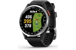Garmin Approach S44, Essential Golf GPS Smartwatch, Pantalla AMOLED, características en el Campo, Bisel de Aluminio Plateado con Correa de Silicona Negra