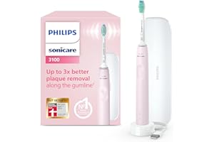 Philips Sonicare 3100 elektrische Zahnbürste, Schallzahnbürste, Andruckkontrolle und Timer, Reiseetui, Sugar Rose, Modell HX3673/11