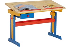 ‎IDIMEX IDIMEX Kinderschreibtisch Flexi mit Kippfunktion und Höhenverstellung, praktischer Schreibtisch aus massiver Kiefer bunt lackiert