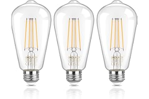 DiCUNO Vintage Edison Light Bulb E27 Edison Screw Bulb ST64, 6W Equivalent to 60W, Filament Clear LED Bulb, Warm White 2700K, 810LM, Non-dimmable, 3 Pcs