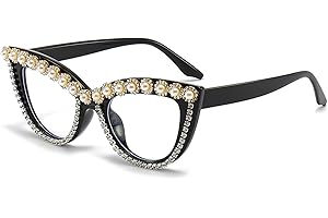 LJCZKA Occhiali Anti Luce Blu Occhi Gatto Forma Diamante Donna, Montatura Occhiali da Vista Donna Vintage Occhio di Gatto Anti Eyestrain