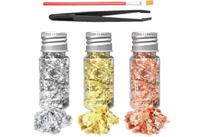 EIHI 3 Bottiglie Oro Commestibile Foglia D'Oro Per Decorazione Torte Fai Da Te - Pellicola Decorativa Per Artigianato Con Clip E Pennello