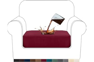 Granbest Premium Water-Repellent Sofa Seat Cushion Covers High Stretch Jacquard Fabric Couch Seat Slipcover Protector for 1 seater sofa (1 seater, Wine Red)