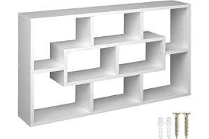 TecTake® Estanteria Pared, Baldas Pared, Repisas de Madera, Balda Baño, Montaje Oculto, Decoracion Salon, Estantes Cocina, Hogar y Cocina, Diseño Estable - 85 x 48 x 16 cm Blanco