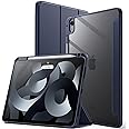 JETech Case for iPad Air 11-Inch M2 (2024), iPad Air 5/4 (2022/2020 5th/4th 10.9-Inch) with Pencil Holder, Clear Transparent Back Slim Stand Shockproof Tablet Cover, Auto Wake/Sleep (Deep Navy)