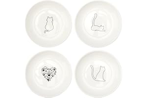 UOCAI 4 szt. płaskie ceramiczne miski dla kota, zestaw masek na karmę