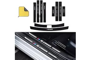 ENFILY Lot de 10 plaques de seuil de porte en fibre de carbone + bande de protection de coffre pour Suzuki S Cross, pédale de bienvenue et protection anti-éraflures, autocollants décoratifs