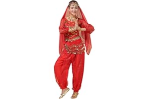 Xinvivion Mujer Danza del Vientre Disfraz, Danza India Etapa de Rendimiento Halloween Carnaval Bailando Outfit