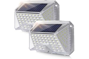 EAGEEN Luz Solar Exterior con Sensor de Movimiento IP65 Impermeable Focos LED Solares Luces Farolas Aplique Pared 3 Modos Lampara Seguridad Iluminación para Jardin Terraza Pergolas Patio Blanco 2 Unidad