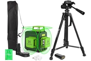 Niveau Laser, Huepar 3 x 360 Niveau Laser Croix Vert, Laser Level Auto-nivellement Commutable Laser Lignes de 360 degrés, Distance de Travail 25m - B03CG-TP