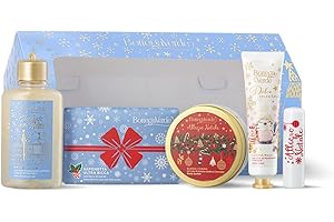 Bottega Verde - Cassetta del Natale, Confezione Regalo con Balsamo Labbra 5 ml, Bagnodoccia 100 ml, Burro Corpo 50 ml, Saponetta 150 g, Crema Mani 30 ml, in un Originale Cofanetto, Idea Regalo