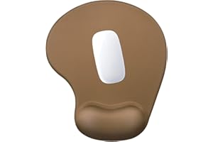Hsurbtra Tapis de Souris, Ergonomique Tapis de Souris Gamer avec Repose Poignet en Gel, Portable, Parfait pour Ordinateur, Bureau, Travail, Marron Cuir