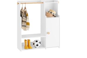 ‎SOBUY SoBuy KMB110-W garderoba dziecięca szafa na ubrania dla dzieci regał dziecięcy szafa z drzwiami szafa dziecięca meble wieszak na ubrania regał stojący dla dzieci biały szer. x wys. ok. 94 x 110 x 35
