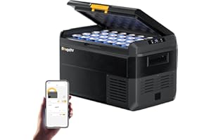 BougeRV CRS Nevera Compresor Portátil 40L Nevera para Coche 12V 24V 220V APP Control Cesta Integrada Congelador o Refrigerador Resistente al Agua IPX4 para Camping Viaje Barco Camión -20°C a 20°C