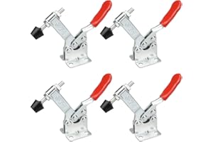 RMENOOR 4PCS Abrazaderas de Palanca de Mano Abrazadera Horizontal Mordazas Acodadas 201B Herramienta de Mano 90kb/198lbs Herramienta de Liberación Rápida Acero al Carbono Galvanizado Pequeños