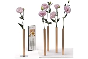 Peleg Design – Set de 5 Jarrones Magnéticos Dorados de Aluminio, Decoración Moderna para Hogar y Jardín, Ideal para Flores Reales o Artificiales (Dorado)