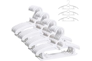 Perchas Infantiles, JSF Juego de 20 Perchas Apilables con Antideslizantes, Ajustable 29-37CM para Ropa Infantil, Ropa de Bebé, Ahorro de Espacio (Blanco)