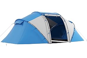 Outsunny Tente de Camping familiale 4-6 Personnes Tente dôme étanche légère, ventilée 2 cabines fenêtre Grande Porte Facile à Monter 4,3L x 2,4l x 1,7H m