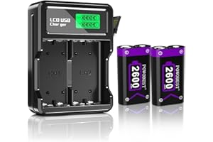 POWOBEST Controller Battery Pack for Xbox Series X/S Xbox One/Xbox One S/Xbox One X/Xbox Wireless Controller/Xbox Core Controller/High-Speed LCD Battery Charger with 3 x 2600mAh Rechargeable Battery