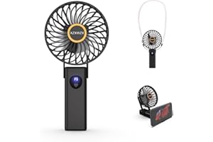 XZXWZX Ventilateur manuel portable rechargeable USB à 5 vitesses - Mini ventilateur de table pliable avec affichage LED - Pour voyage, bureau, maison, extérieur