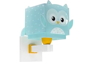 Dalber kinder Wandlampe, Kinderlampe Wandleuchte Little Owl Eule Tiere, kinder zimmer leuchte lampenschirm, Türkis
