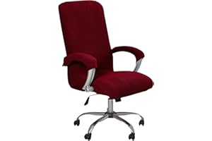 LIFEDX Pokrowce na krzesła Komputer Pokrowiec na krzesło biurowe, Pokrowce na fotel z podłokietnikiem, rozciągliwa tkanina welurowa kukurydza, zdejmowane, rozciągliwe, uniwersalne pokrowce na krzesła na biurko, obrotowe krzesło, nie na krzesło - czerwone wino, rozmiar XL