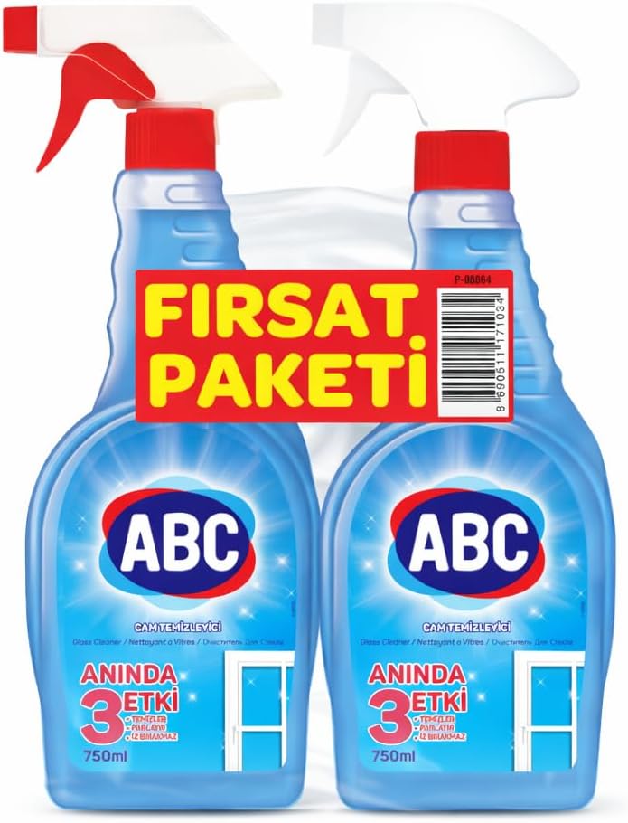 ABC DETERJAN Cam Temizleyici Promosyonlu Paket (1+1) 750 Ml