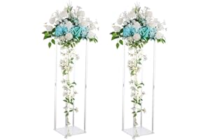 Inweder Jarrones Acrílico Centros Bodas - 2Piezas Soporte Flores Columna Transparente 100cm Jarrones Flores Centros Mesa Jarrones Geométricos Centros Mesa Bodas Cumpleaños Fiestas Decoración Hogar