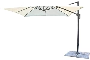 MILANI HOME S.R.L.S. Ombrellone 2 X 3 Da Giardino Esterno Luce Venduta Separatamente Con Palo Decentrato Laterale A Braccio Colore Ecru Modello Volta