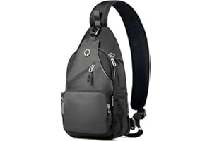 Lidxfeo Schultertasche mit Kopfhörerloch, Wasserdichter Brusttasche Chest Herren, Mehrere Taschen Sling Rucksack, Anti-Diebstahl Multipurpose Crossbody Bag, für Wandern, Reisen, Klettern Usw