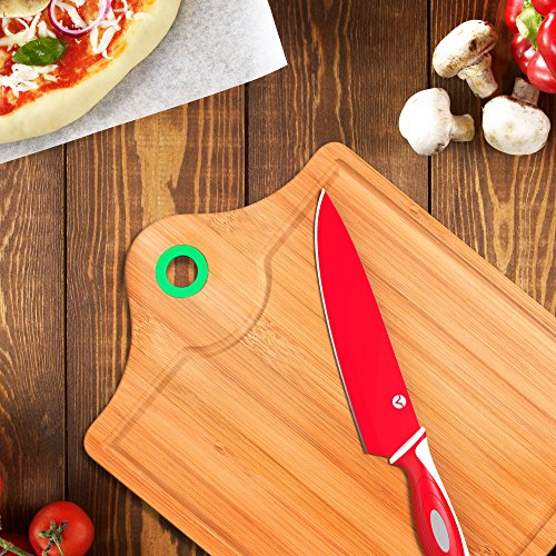 Vremi 3 Stück Bambus- Schneidebrett Set – Holzschneidebretter für Küche mit Haltegriff zur Aufbewahrung – Kleine und große Holzschneidebretter organisches Bambus Schneidebrett – Grün - 6