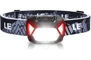 Lepro LE Linterna Cabeza LED 1300lux, Linterna Frontal LED Alta Potencia, Luz Frontal Cabeza 6 Modos Luz con Luz Rojo, Impermeable IPX4 para Correr, Camping, Excursión, Pesca(Pilas No incluido)