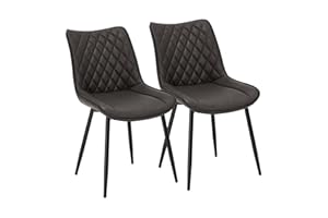 WOLTU Dining Chairs Set of 2, Accent Chairs for Kitchen/Bedroom/Reception Room/Balcony, Leatherette, Anthracite, with Backrest and Padded Seat