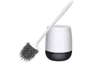 FUKTSYSM Toilet Brush - Bathroom Silicone Toilet Brush Holder Set, Bathroom Silicone Toilet Bowl Brush Set for Bathroom Cleaning, Toilet Brushes
