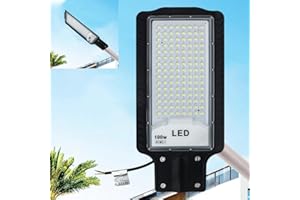 ELEGANTED 100W LED Réverbères Lampe Exterieur 6500K Lampadaire Exterieur Projecteur LED Jardin Lampe IP66 Lumiere Spot d'extérieur étanche Pour Rue Garage Éclairage public