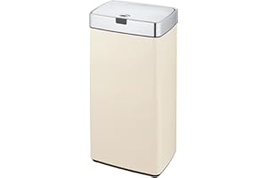 Dihl 45L Iris Cream with Chrome Lid Rectangle Stainless Steel Auto Touchless Hands-Free Sensor Kitchen Waste Dust Bin Automatic Motor