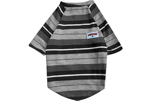 FETCHER Grey Black with Sleeves Striped Premium Dog, Puppy, Kitten and Cat Warm T-Shirt Sweater for Small Breeds (16" Medium)