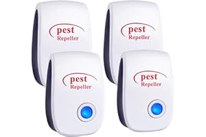 HNYGS-EU Repellente Ultrasuoni per Zanzare, Antizanzare Ultrasuoni per,Topi, formiche, Insetti, Ratti, Scarafaggi, Mosche, Pulci- Repeller ultrasonico Controllo dei parassiti di Human & Pet Friendly (4 pack)