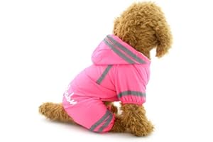 Zunea Manteau imperméable pour Petit Chien Réfléchissante Sweats à Capuche Doublure en Maille Combinaison Vêtements avec Capuchon pour Chien Chiot Chihuahua Rose M