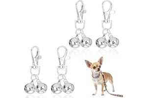 LIQWEI 4 Pcs Bells for Dog Collars, Mini Dog Collar Bell, Pet Pendant Accessories Training Collars Charm Dogs Training Bell Collar for Dogs and Cats