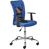 Inter Link Silla Giratoria Regulable en Altura con Reposabrazos en Azul y Negro