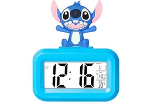 HOAQPPOY Stitch Sveglia Digitale da Comodino Bambini, Stitch Bambina, Sveglia Intelligente Bambina, Sveglia Digitale per Bambini, Regalo Bambina 6 7 8 9 10 anni (blu2)