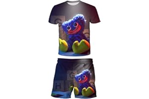 EAST-HAI-BUY Ensemble De Pyjamas pour Garçons Anime Cartoon 3D Costumes À Manches Courtes Fille Hauts Shorts Costume De Sport Enfants T-Shirt Vêtements