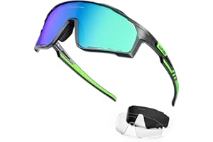 KAPVOE Polarisiert Fahrradbrille Herren Damen Sonnenbrille 3 Wechselgläsern TR90 Rahmen Sportbrille Radfahren MTB Radbrille Laufen Wandern Golf Baseball Volleyball Tennis Angeln Softball Bergsteigen