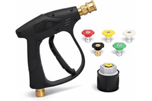 High Pressure Washer Gun Handle Compatible with Karcher, 1/4" Quick Connector & Adapter with 5 Water Nozzle for Car Cleaning by Poweka