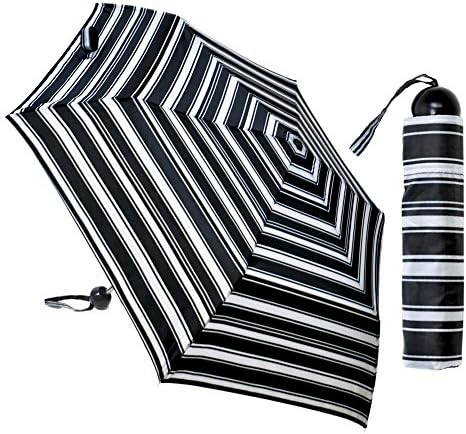Drizzles Ladies Supermini Fashion Umbrella Assorted Theme (Ball Handle Black White Stripes)
