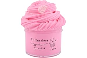 BASYWIIM Pink Butter Slime, Girls and Boys Scented Slime Stress Relief Toy, Super Soft and Non-Sticky, for Party Favors, Birthday Gifts, School Education(7oz 200ml)