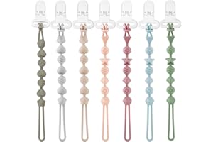 PandaEar Lot de 7 Attaches-Tétines en Silicone, Porte-Tétine Monobloc pour Bébés Filles et Garçons dès 3 Mois, Jouets de Dentition et Anneaux de Dentition